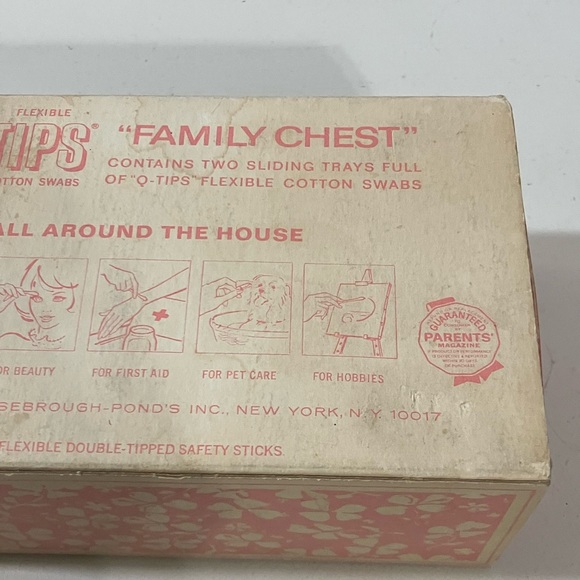 Vintage Q-Tip Box Family Chest Pink Decor 70’s - Picture 3 of 15